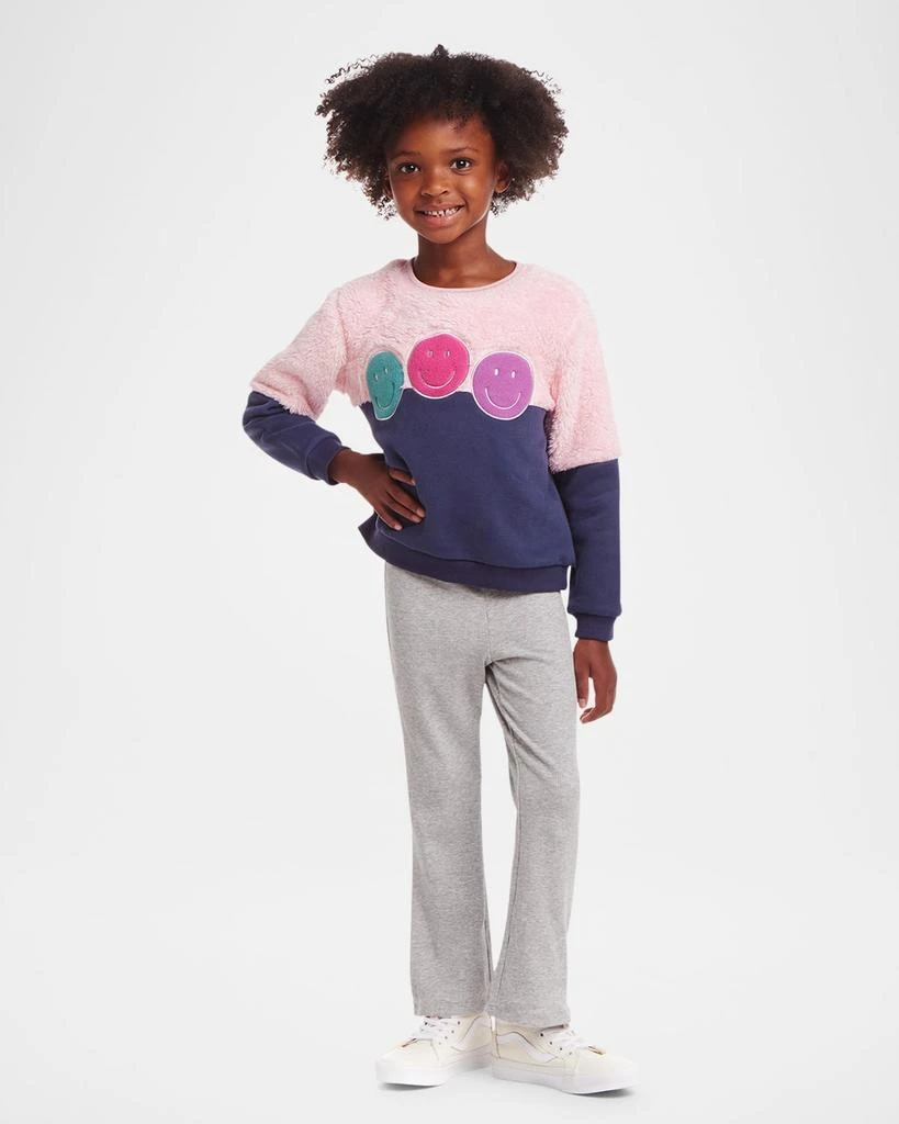 商品Andy & Evan|Girl's Sweater W/ Happy Face Patches & Flare Leggings Set, Size 2T-6X,价格¥469,第2张图片详细描述