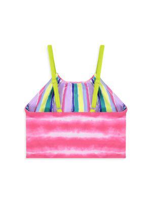 Little Girl's 2-Piece Reversible Tie-Dye Print Swimsuit商品第5张图片规格展示