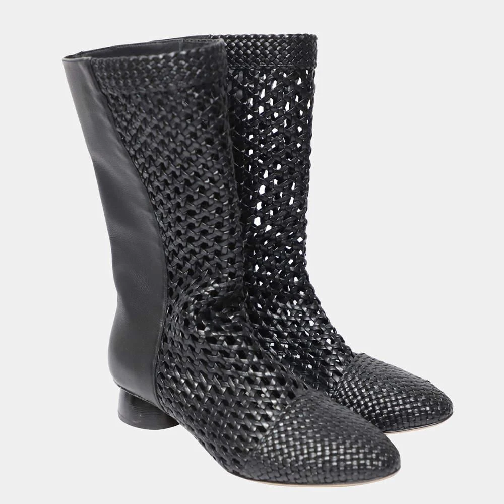 商品[二手商品] Salvatore Ferragamo|Salvatore Ferragamo Black Nappa Leather Tarsina 30 Boots Size UK5.5,价格¥3716,第3张图片详细描述