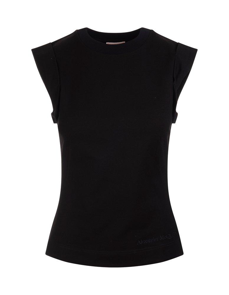 Alexander McQueen Cap-Sleeved Crewneck T-Shirt商品第1张图片规格展示
