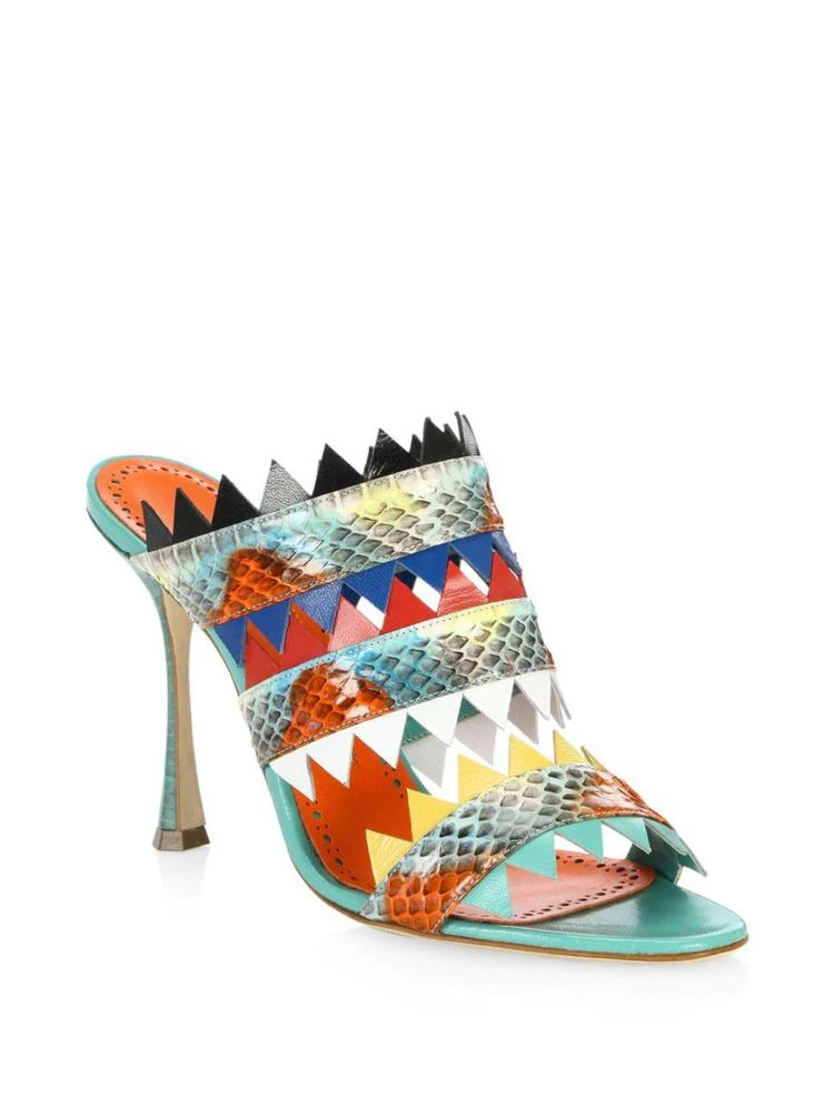 商品Manolo Blahnik|Scalloped-Trim Snakeskin Pumps,价格¥2978,第1张图片