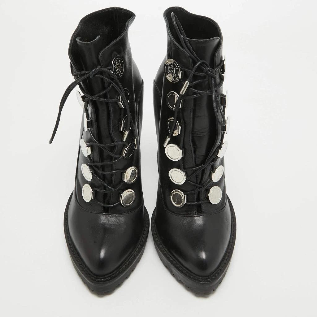 商品[二手商品] Alexander McQueen|Alexander McQueen Black Leather Lace Up Platform Ankle Boots Size 40,价格¥862,第3张图片详细描述