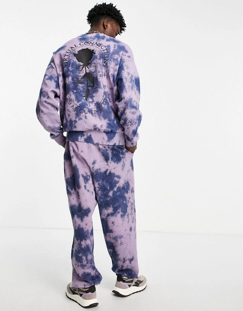 商品ASOS|ASOS DESIGN co-ord oversized joggers in purple tie dye with rose print,价格¥197,第3张图片详细描述