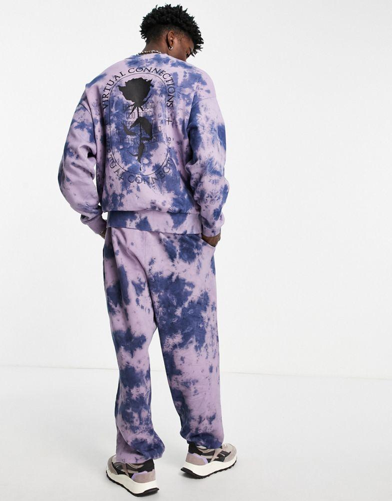 商品ASOS|ASOS DESIGN co-ord oversized joggers in purple tie dye with rose print,价格¥199,第5张图片详细描述