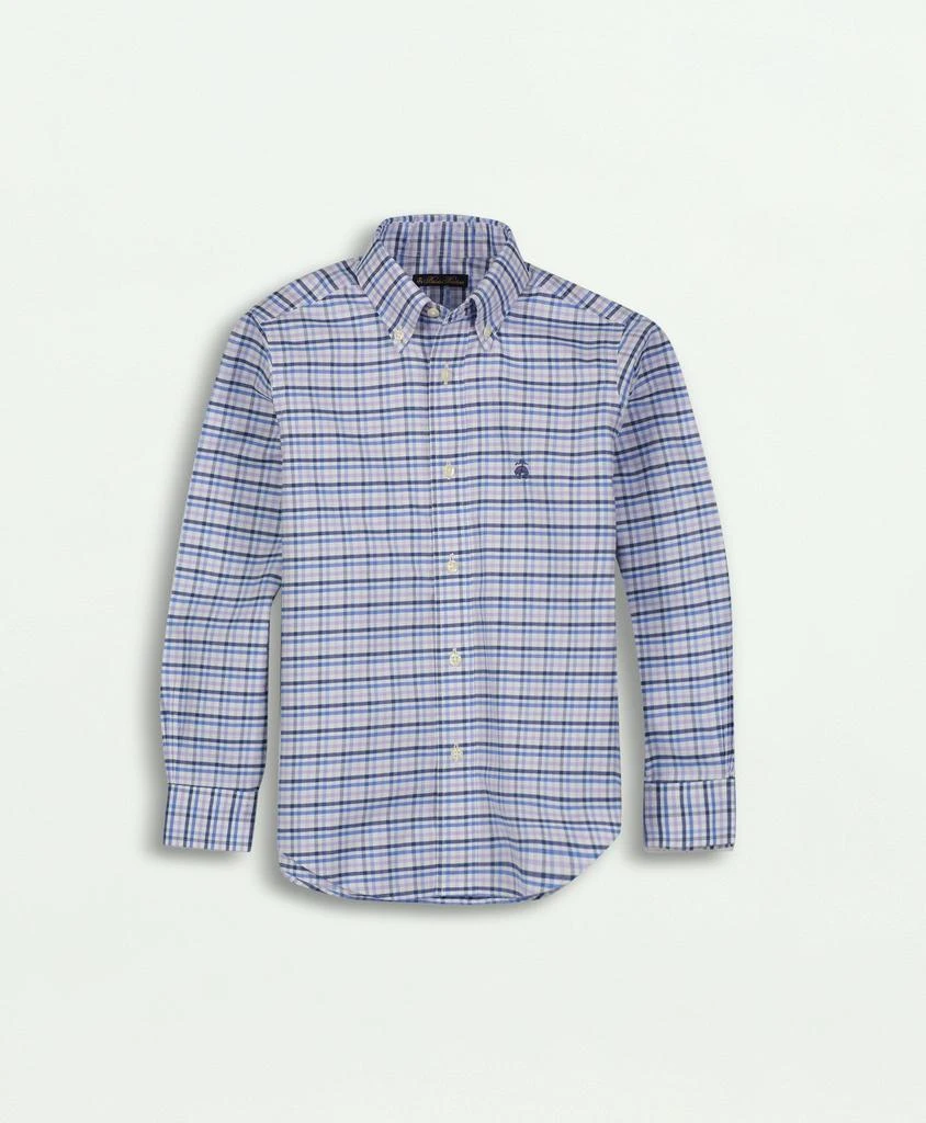 商品Brooks Brothers|Boys Non-Iron Stretch Cotton Oxford Multicolored Plaid Sport Shirt,价格¥288,第1张图片