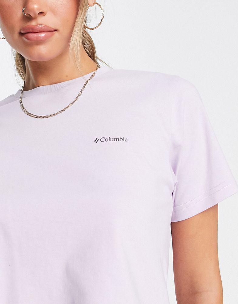 商品Columbia|Columbia Unionville back print cropped t-shirt in lilac Exclusive at ASOS,价格¥194,第5张图片详细描述