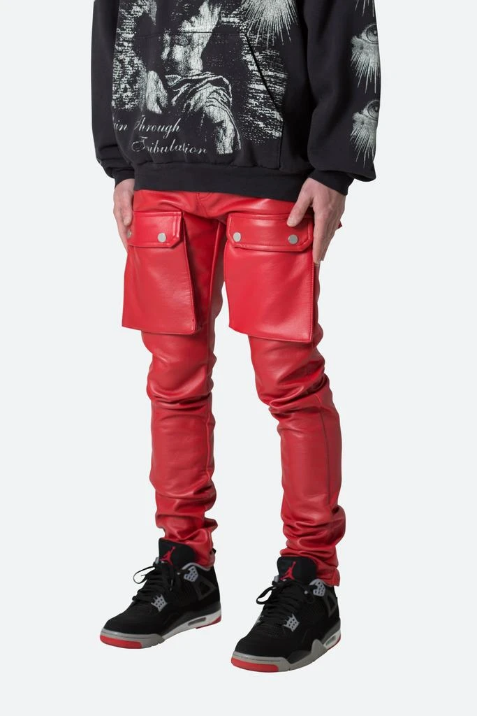 商品MNML|Leather Snap Cargo Pants - Red,价格¥266,第3张图片详细描述