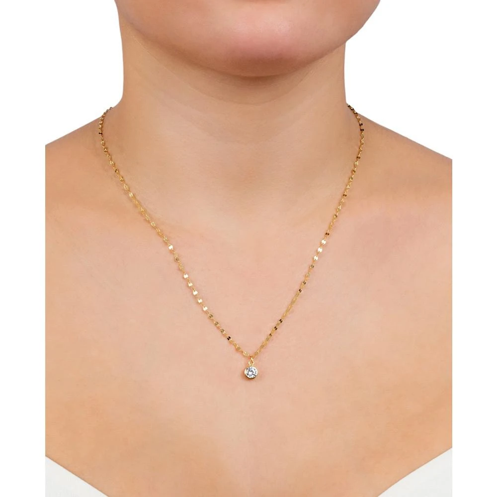商品Giani Bernini|Cubic Zirconia Bezel Solitaire Pendant Necklace in 18k Gold-Plated Sterling Silver, 16" + 2" extender, Created for Macy's,价格¥484,第2张图片详细描述