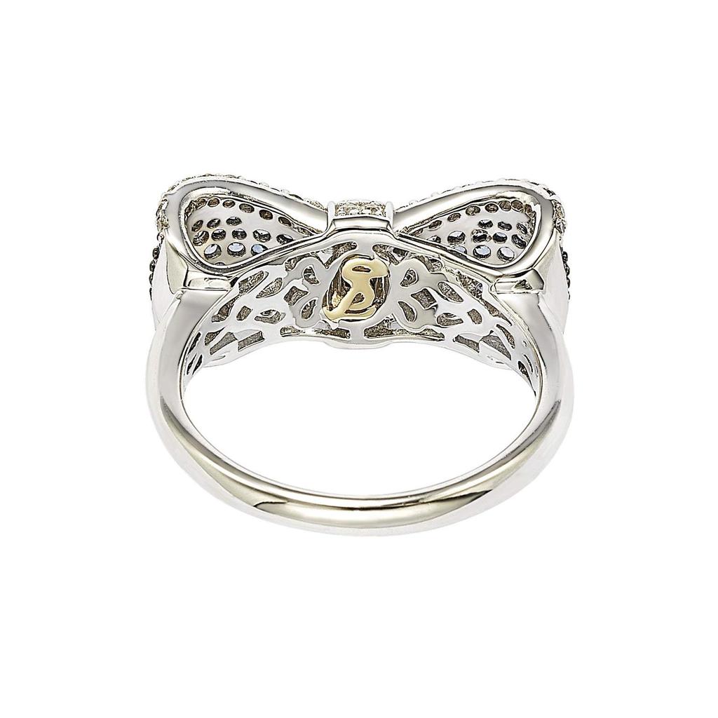 Suzy Levian Sterling Silver Blue & White Sapphire & Diamond Accent Bow Ring商品第4张图片规格展示