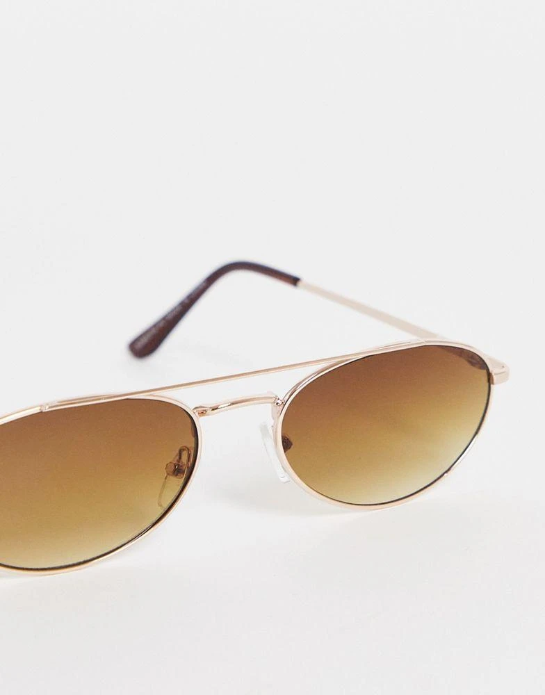 商品SVNX|SVNX aviator sunglasses in gold with thin frame,价格¥48,第3张图片详细描述