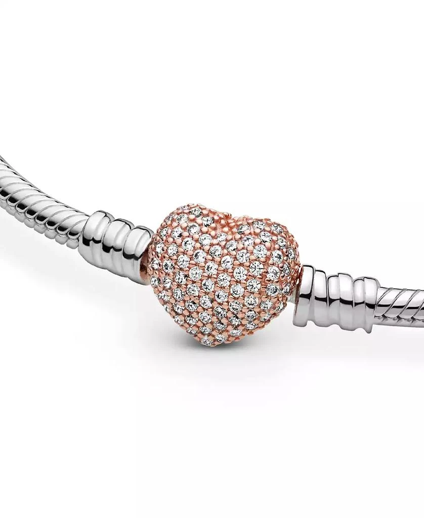 商品PANDORA|Moments Cubic Zirconia Pave Heart Clasp Snake Chain Bracelet,价格¥665,第4张图片详细描述