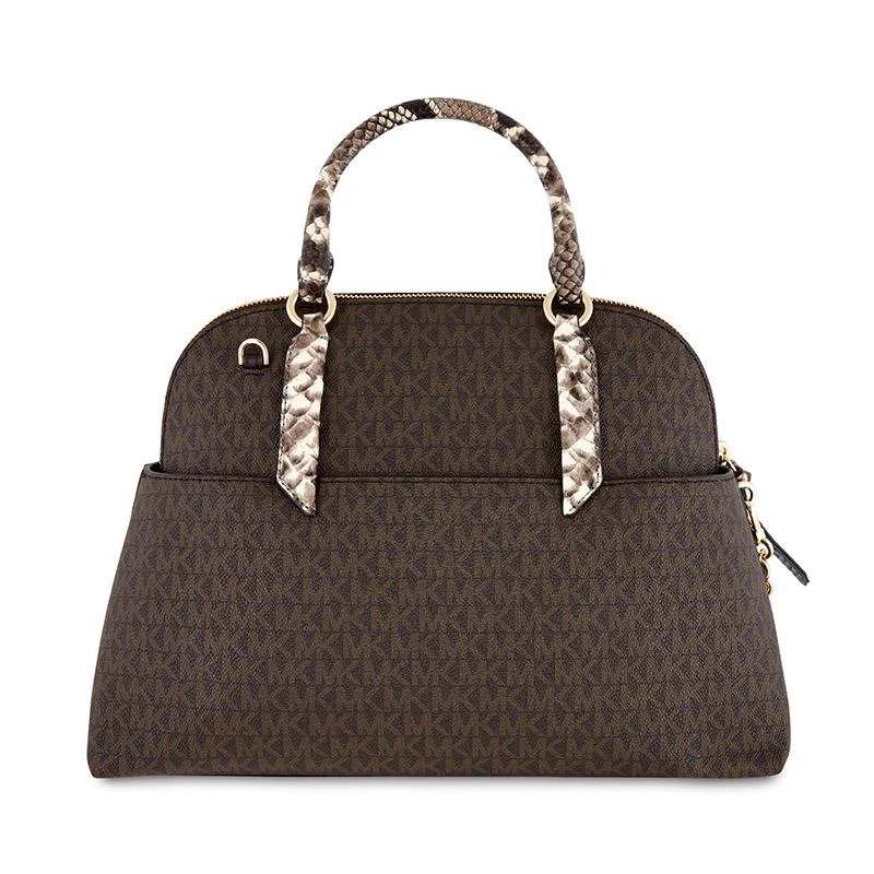 商品[国内直发] Michael Kors|迈克·科尔斯MICHAEL KORS MK女包专柜款ELSONPVC配皮深棕配粉色单肩手提包30F0G1ES3B BRN SFTPINK,价格¥1730,第2张图片详细描述