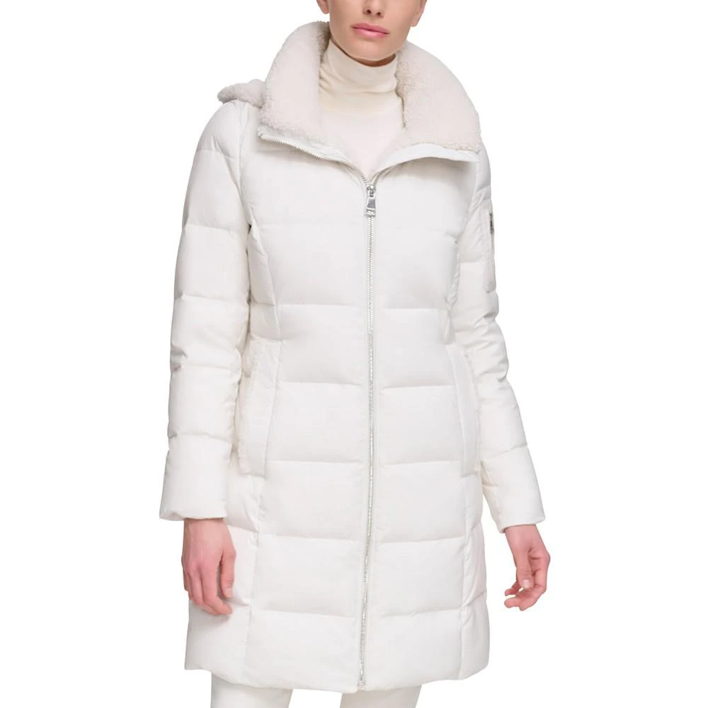 商品Calvin Klein|Women's Sherpa-Trimmed Hooded Down Puffer Coat,价格¥973,第1张图片