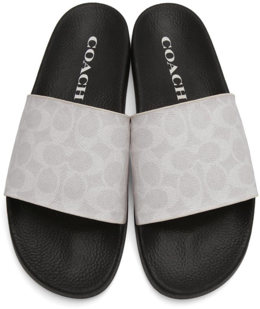 商品Coach|Black & Off-White Logo Slide Sandals,价格¥694,第7张图片详细描述