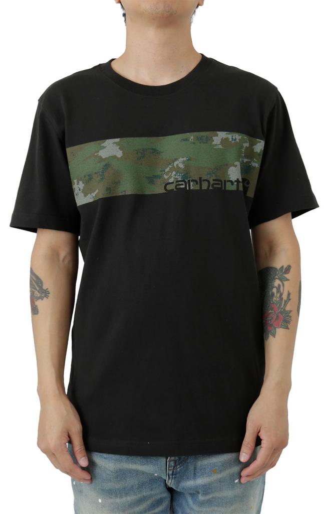(105205) Relaxed Fit Heavyweight Short-Sleeve Camo Logo Graphic T-Shirt - Black商品第1张图片规格展示