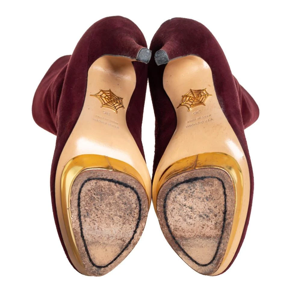 Charlotte Olympia Burgundy Suede  Ankle Boots Size 36 商品