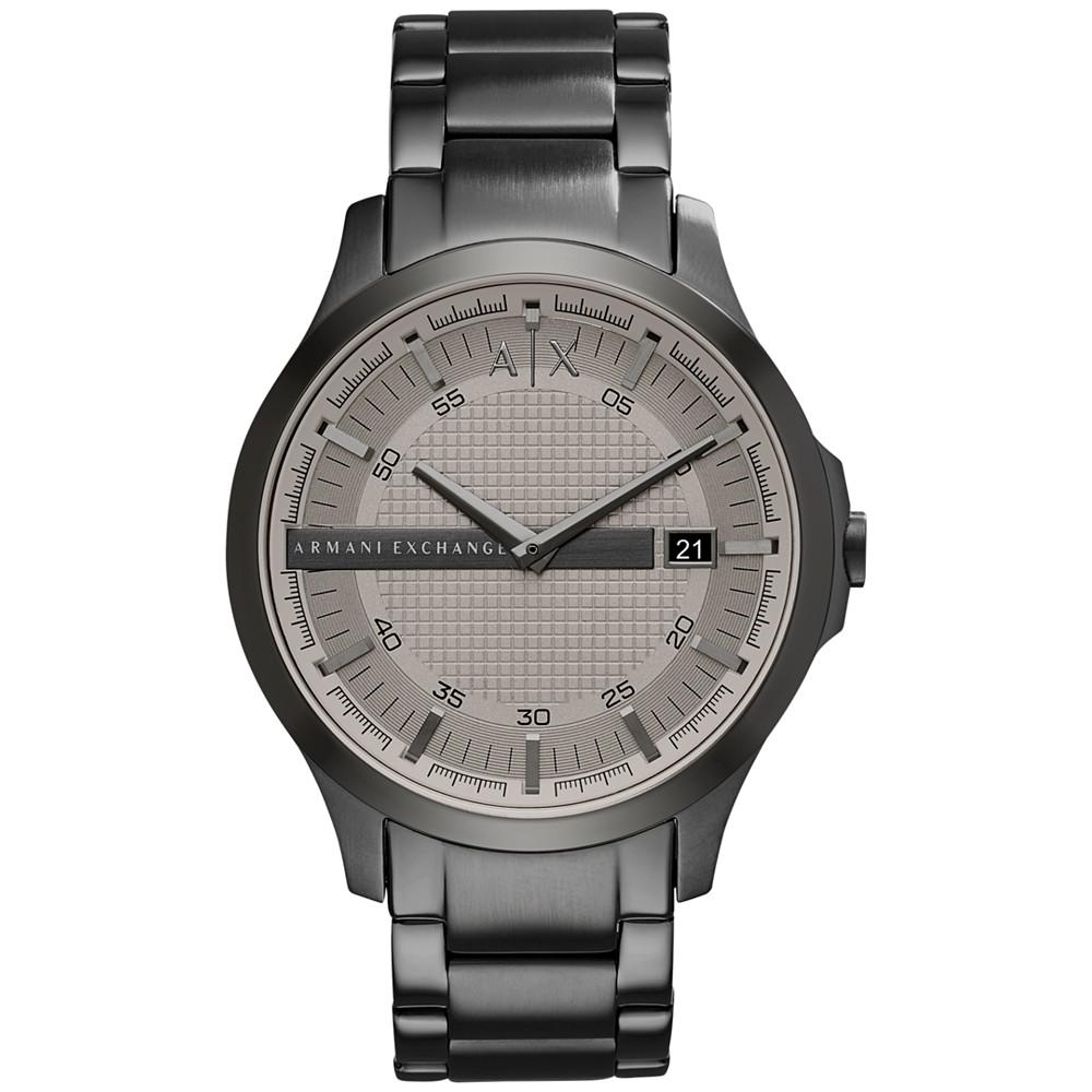 Men's Gunmetal-Tone Stainless Steel Bracelet Watch 46mm AX2194商品第1张图片规格展示