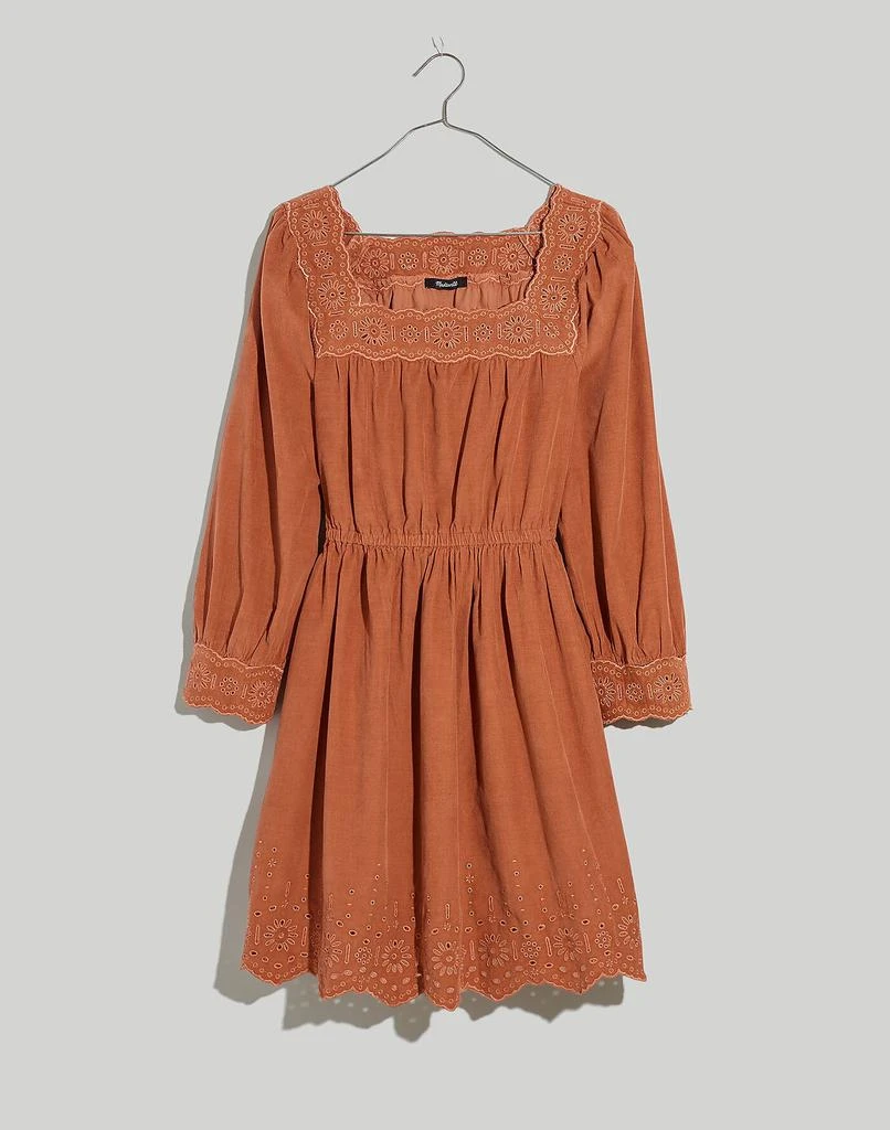 商品Madewell|Petite Embroidered Corduroy Square-Neck Mini Dress,价格¥394,第5张图片详细描述