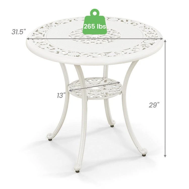 31.5 Inch Round Patio Dining Table for 4 Cast Aluminum with 2-Inch Umbrella Hole 商品