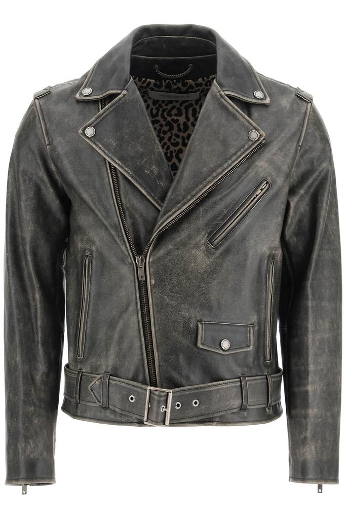 Golden Goose Distressed Leather Biker Jacket商品第1张图片规格展示