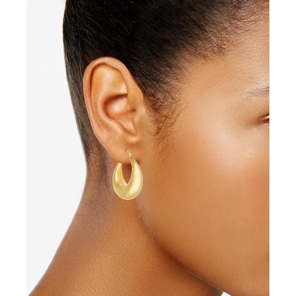 Medium Graduated Puff Hoop in Silver Plate or Gold Plate Earrings商品第2张图片规格展示