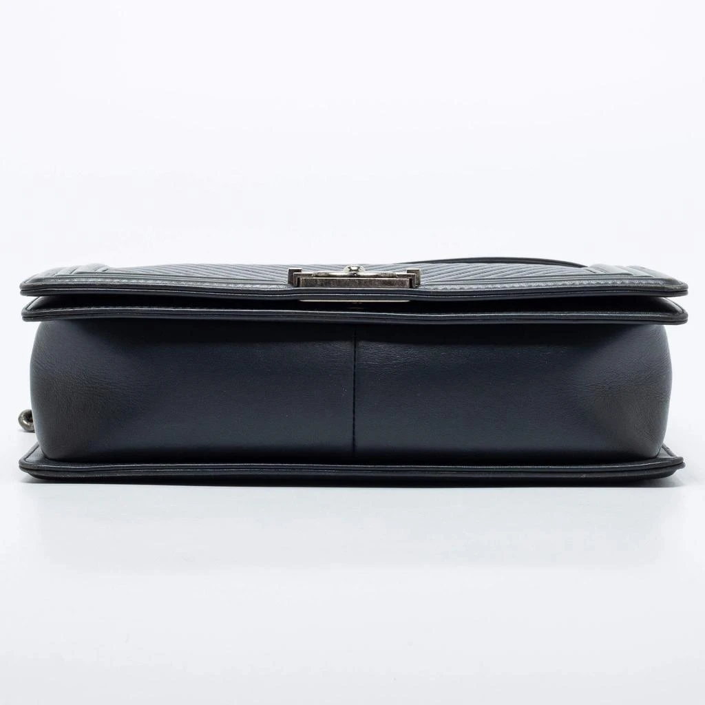 Chanel Dark Grey Chevron Leather Large Boy Shoulder Bag 商品