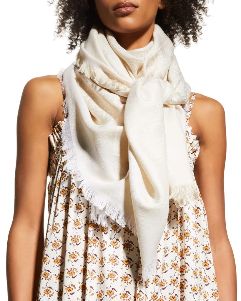 商品Tory Burch|T Monogram Jacquard Traveler Scarf,价格¥2323,第3张图片详细描述