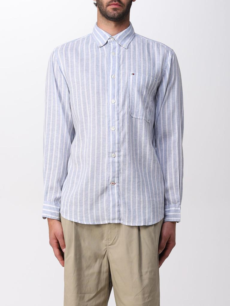 Tommy Hilfiger striped linen blend shirt商品第1张图片规格展示
