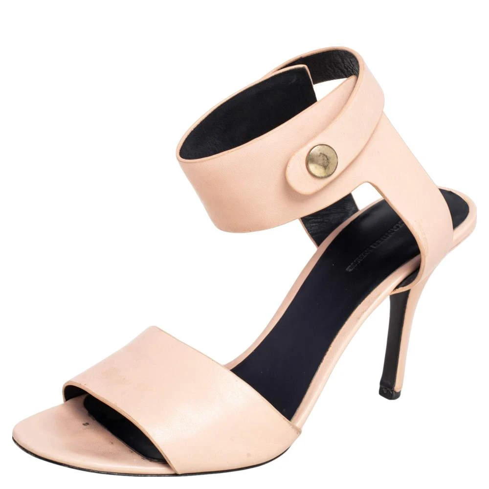 商品[二手商品] Alexander Wang|Alexander Wang Beige Leather Button Detail Ankle Cuff Sandals Size 40,价格¥1068,第1张图片