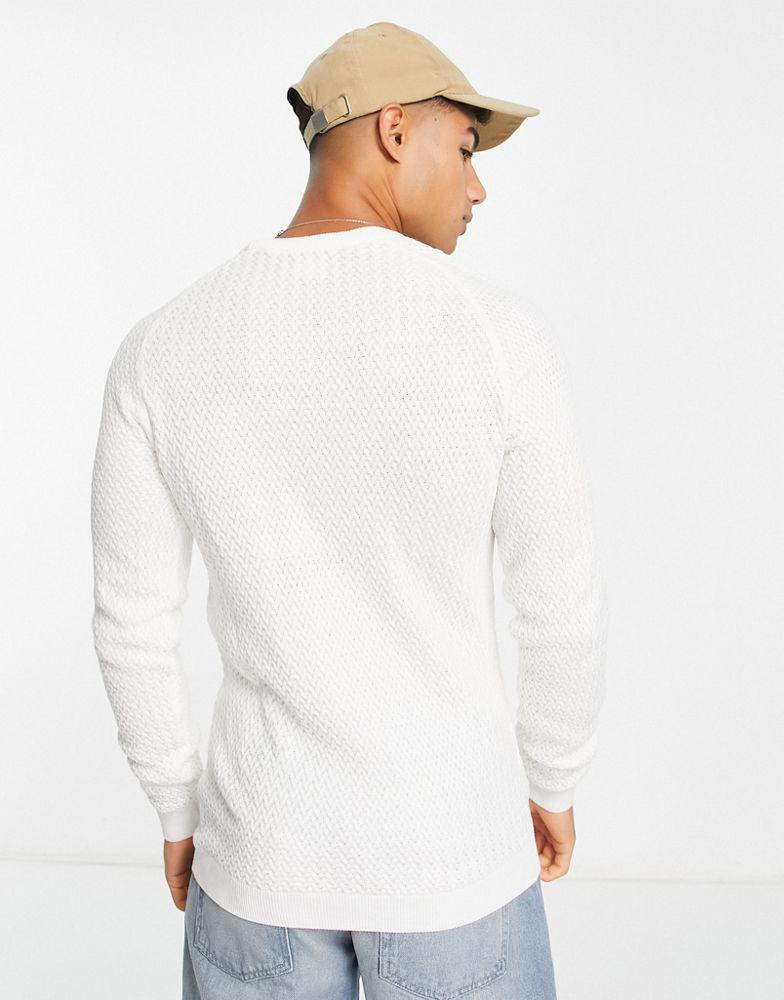 ASOS DESIGN muscle fit textured knit jumper in off white商品第3张图片规格展示