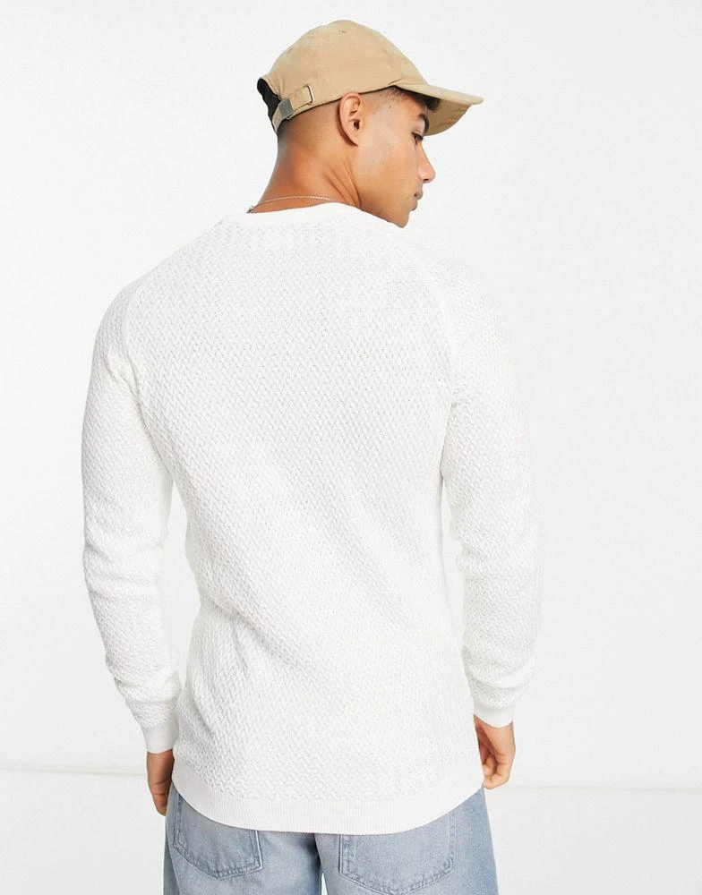 商品ASOS|ASOS DESIGN muscle fit textured knit jumper in off white,价格¥248,第3张图片详细描述