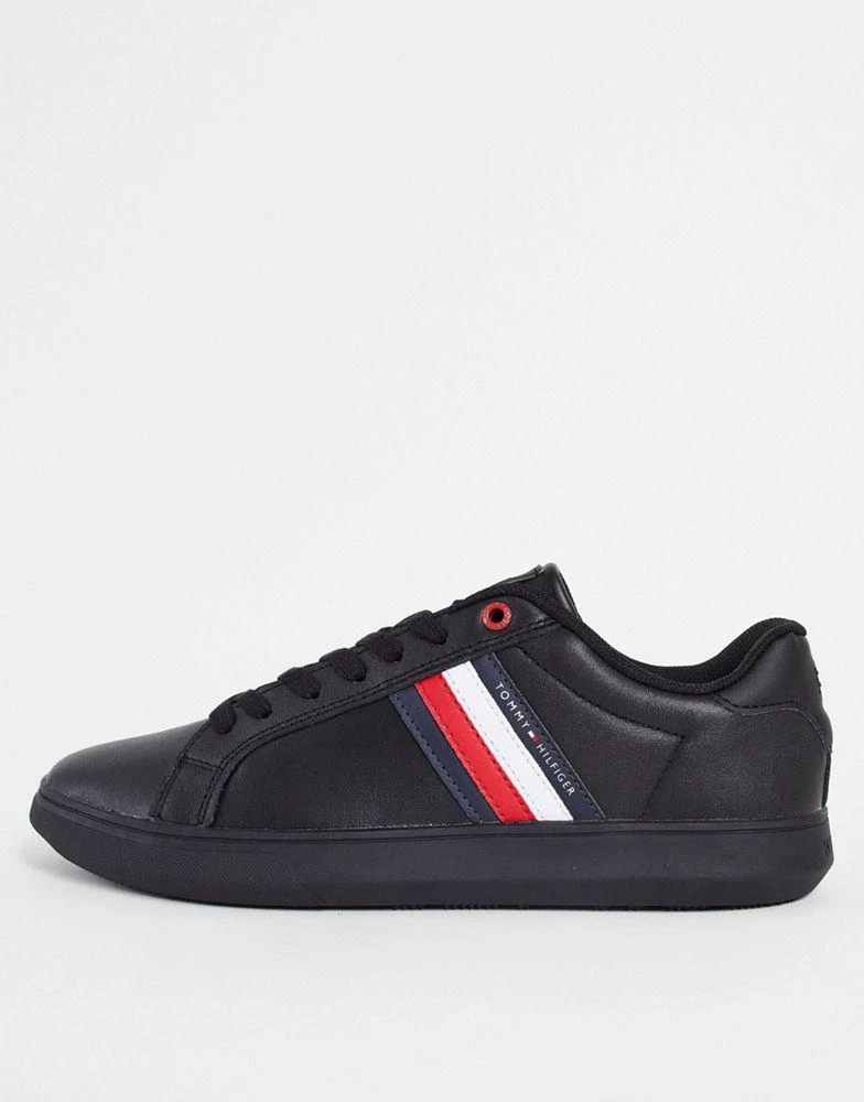 商品Tommy Hilfiger|Tommy Hilfiger essential leather cupsole trainers in black,价格¥506,第1张图片