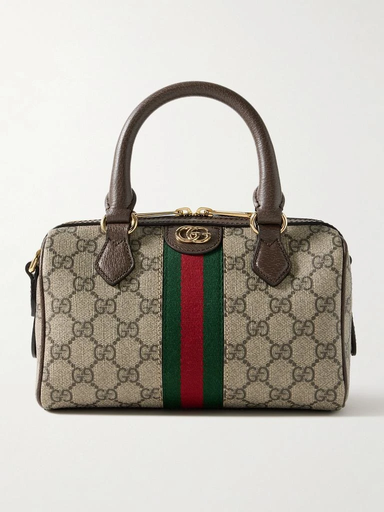 商品Gucci|Ophidia 皮革织带边饰印花涂层帆布手提包,价格¥13580,第1张图片