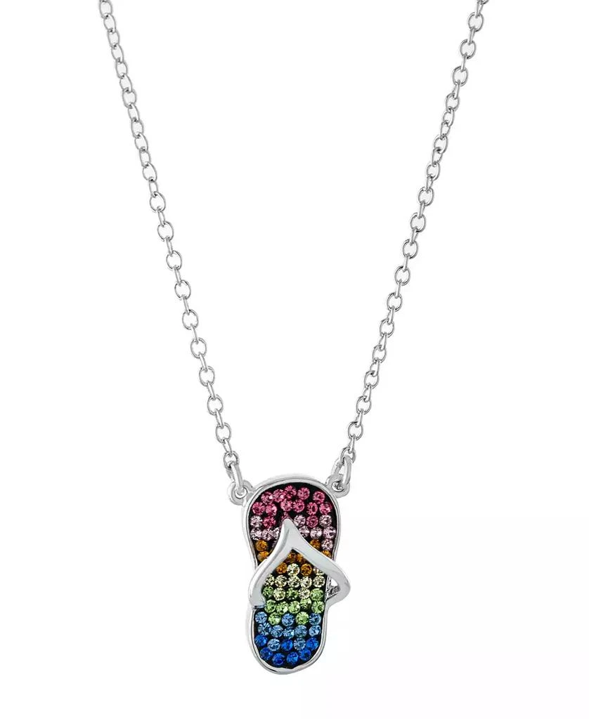 商品Macy's|Crystal Flip Flop Pendant 16+2" Extender Chain In Silver Plated,价格¥94,第1张图片