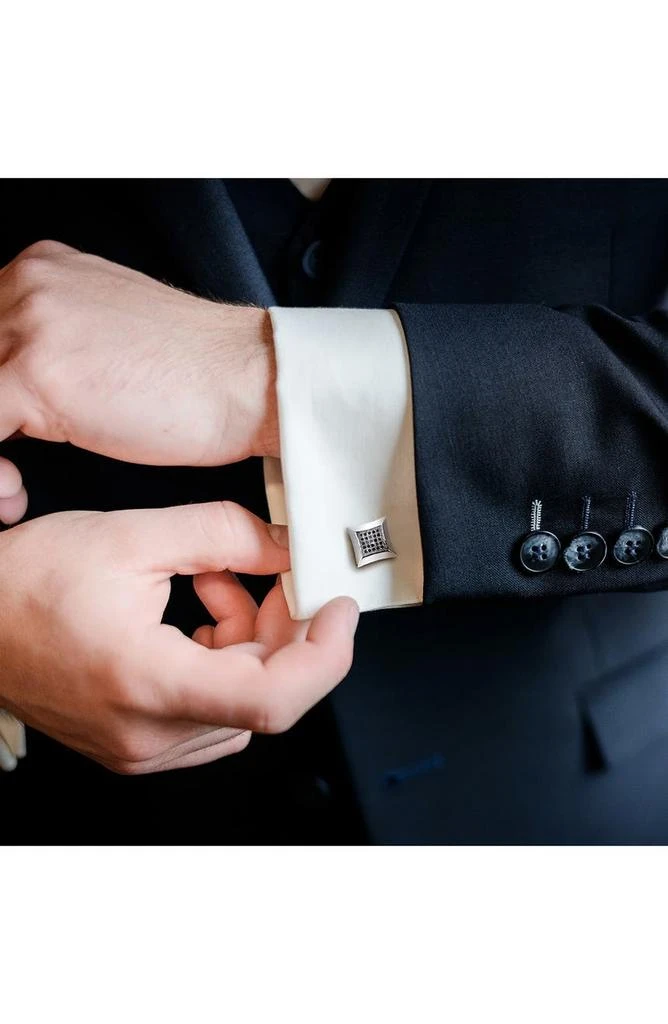 商品DELMAR|Men's Sterling Silver Pavé Black Diamond Cuff Links - 0.25 ctw.,价格¥1876,第3张图片详细描述