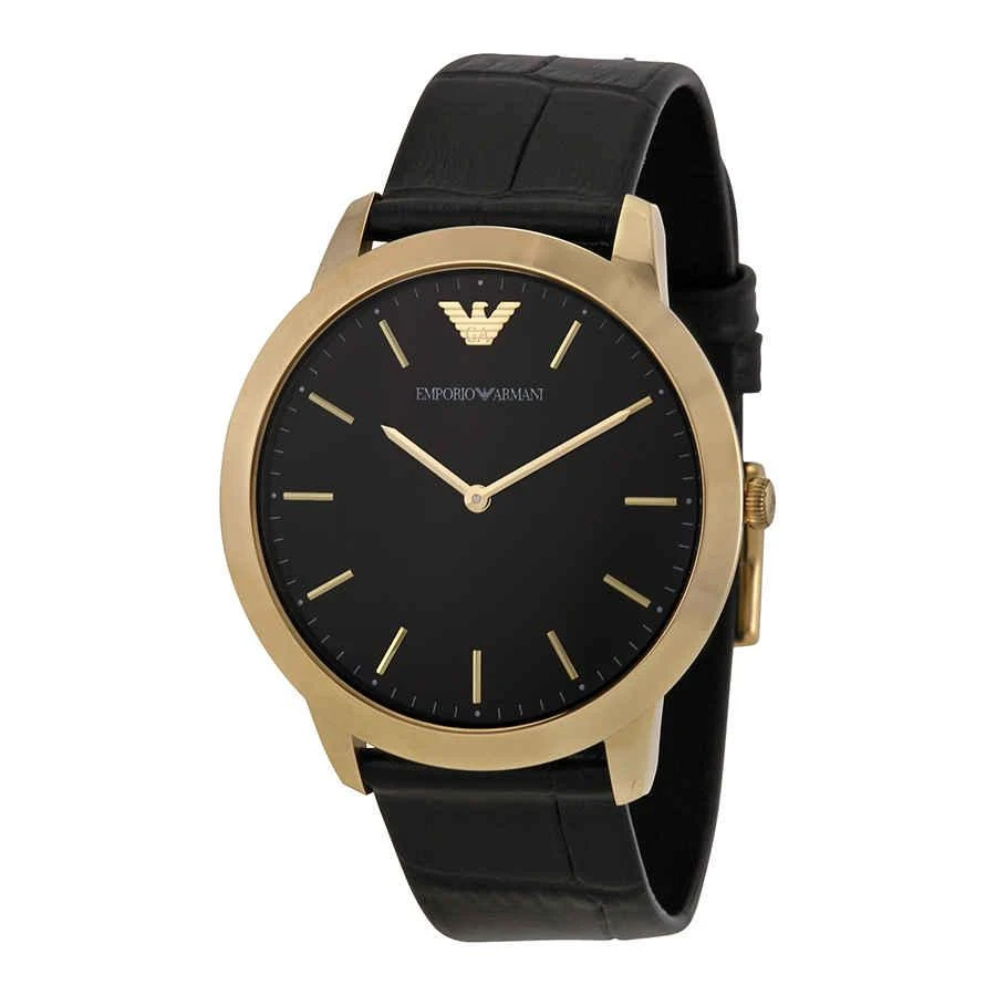 商品Emporio Armani|Retro Black Dial Black Leather Strap Men's Watch AR1742,价格¥1273,第1张图片