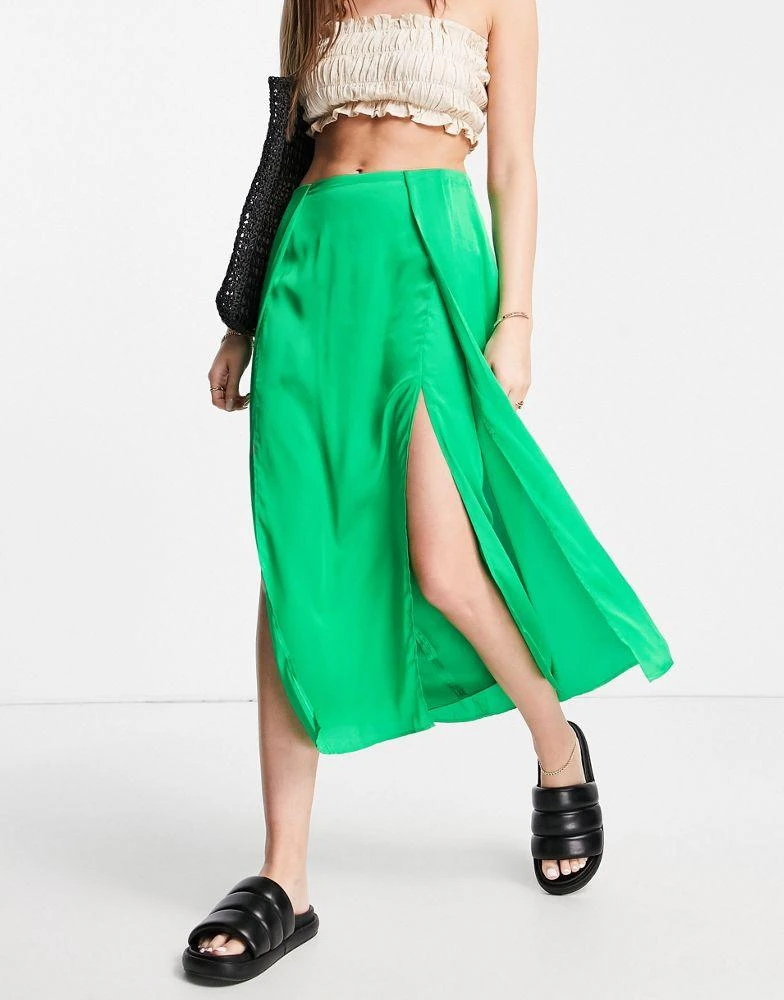 商品French Connection|French Connection satin slip skirt in light green,价格¥270,第1张图片