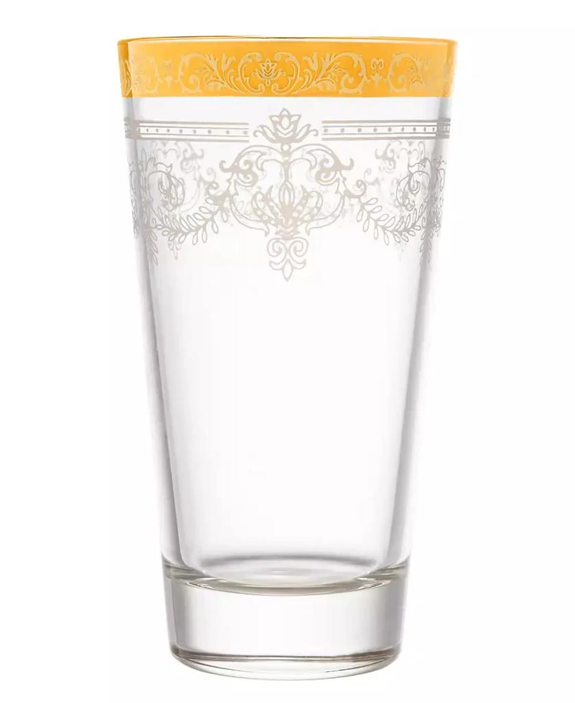 商品Lorren Home Trends|High Ball 6 Piece Stencil Pattern and Gold Band Glass Set,价格¥414,第2张图片详细描述