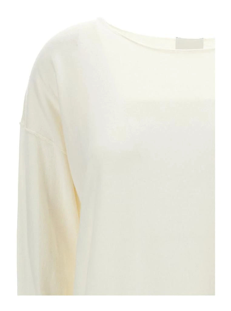 商品Allude|Ivory Long-Sleeve Top with Boat Neckline in Cotton and Cashmere Woman,价格¥1471,第3张图片详细描述