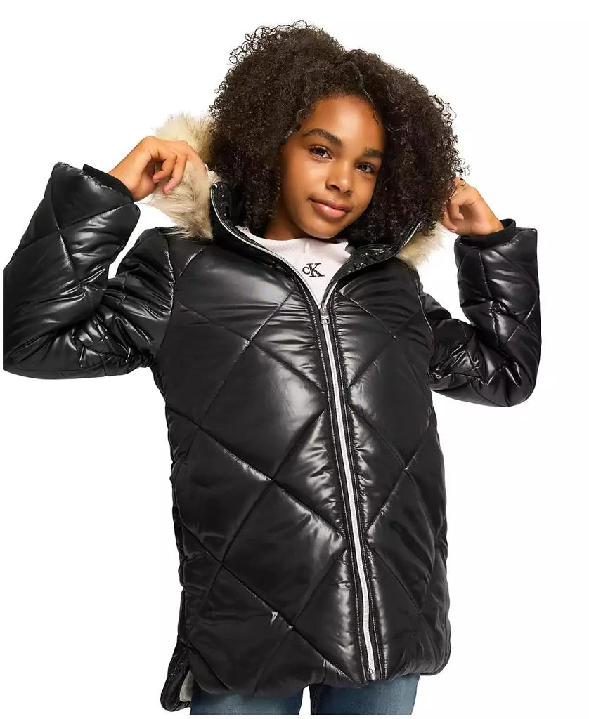 商品Calvin Klein|Big Girls Diamond Quilt Puffer Jacket,价格¥368,第1张图片