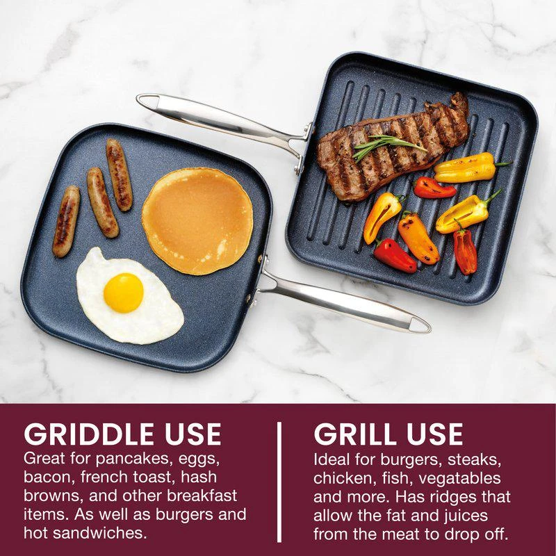 商品GraniteStone|Pro Hard Anodized Grill & Griddle Set,价格¥453,第2张图片详细描述