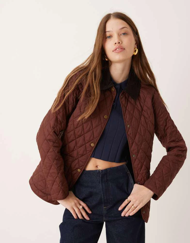 商品Barbour|女式 Annandale 绗缝夹克（深棕色）,价格¥638,第1张图片