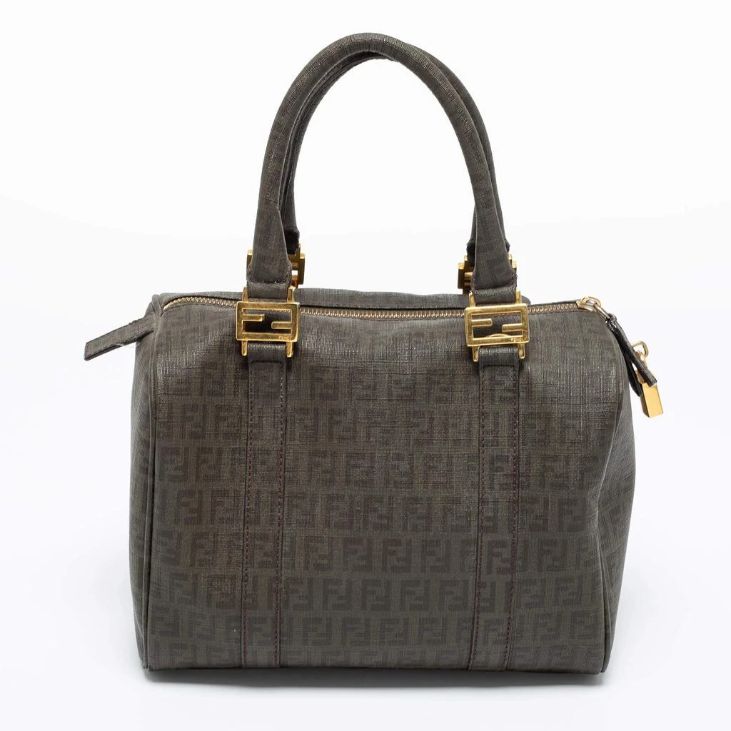 商品[二手商品] Fendi|Fendi Grey Zucchino Coated Canvas Forever Bauletto Boston Bag,价格¥4544,第4张图片详细描述