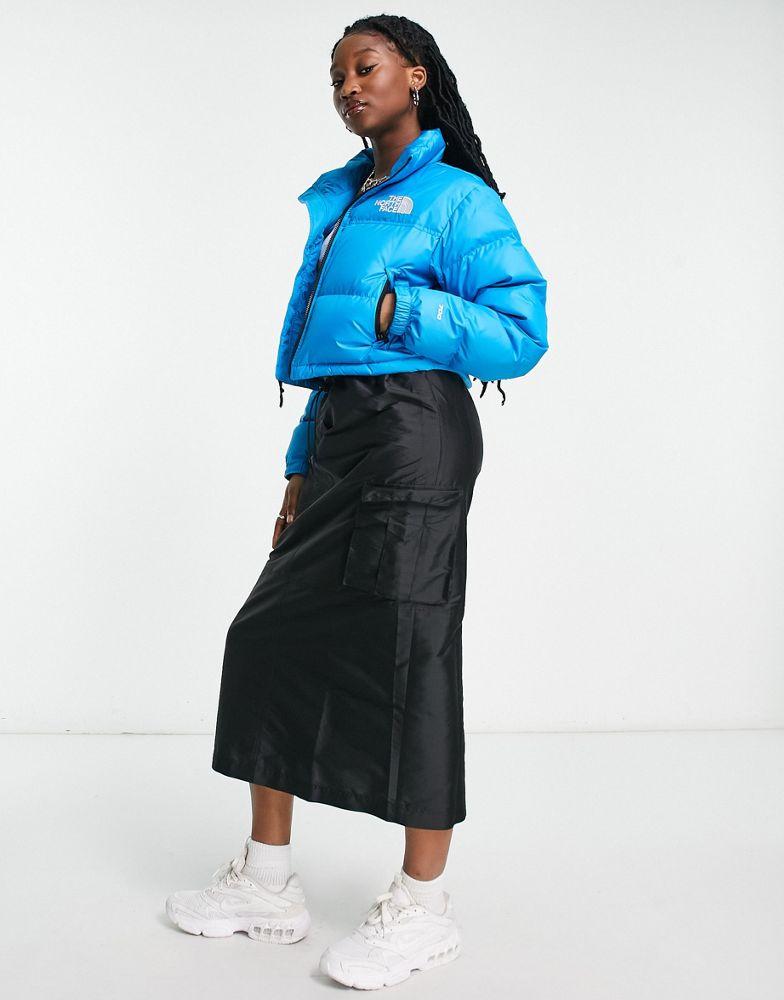 The North Face Nuptse cropped down jacket in bright blue商品第4张图片规格展示