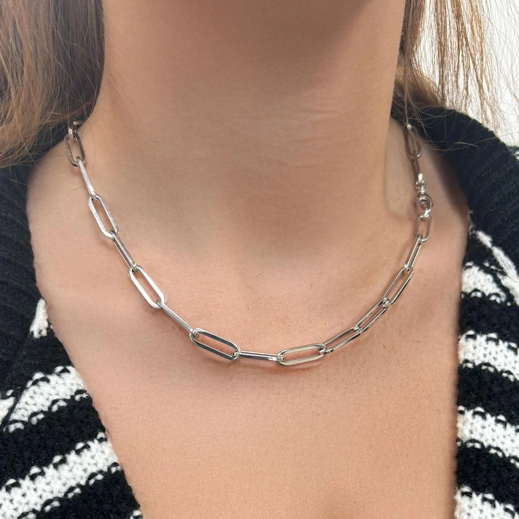 商品The Lovery|Extra Large Paperclip Link Chain Necklace 20 inches White Gold,价格¥24740,第2张图片详细描述
