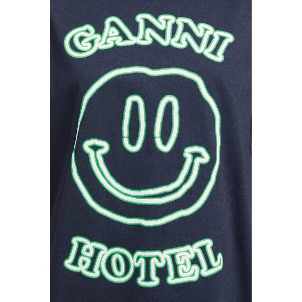 商品Ganni|Basic Cotton Jersey Crew Neck Dark T-Shirt,价格¥396,第6张图片详细描述