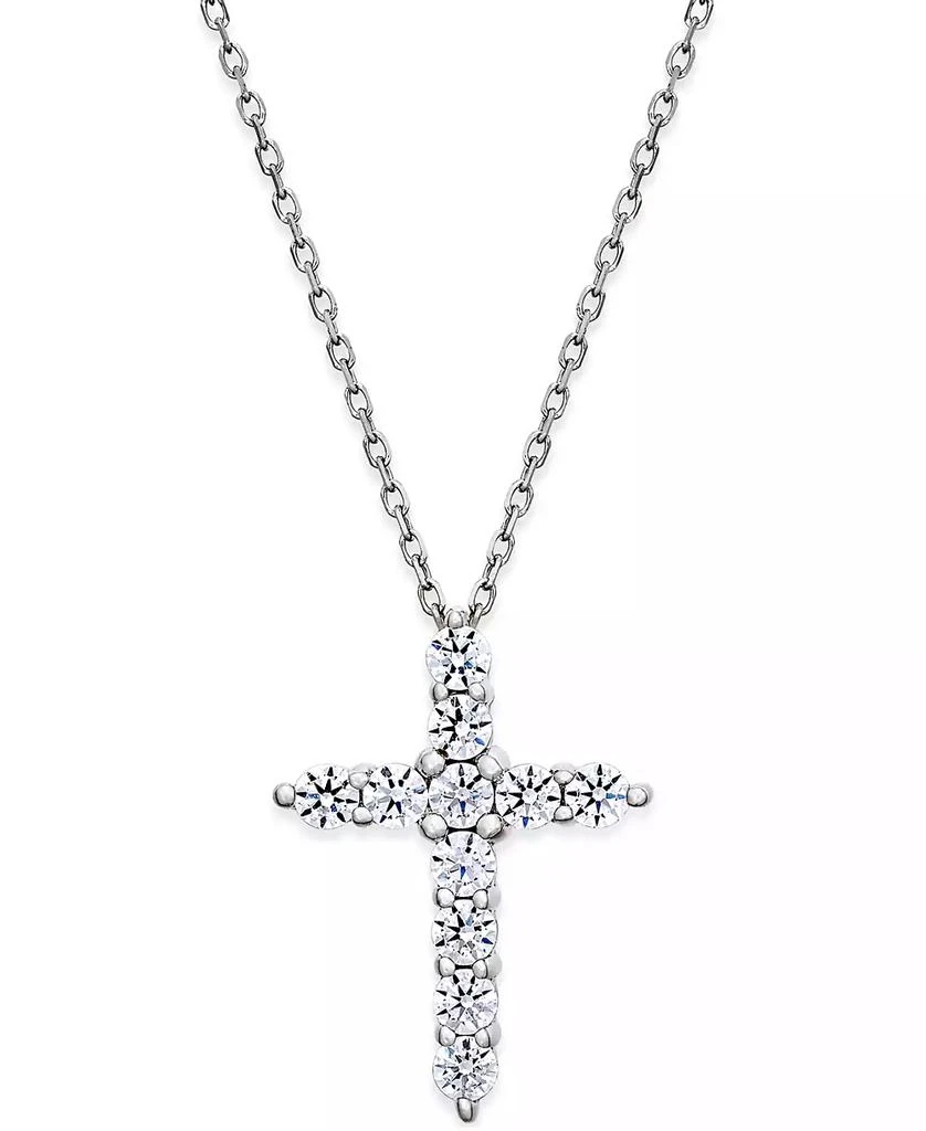 商品Macy's|Diamond Cross Pendant Necklace (1/2 ct. t.w.) in 14k White Gold,价格¥5822,第1张图片