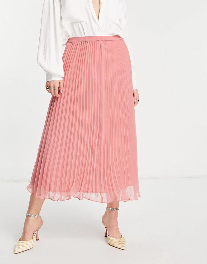 商品French Connection|French Connection midi pleated skirt in coral pink,价格¥360,第4张图片详细描述