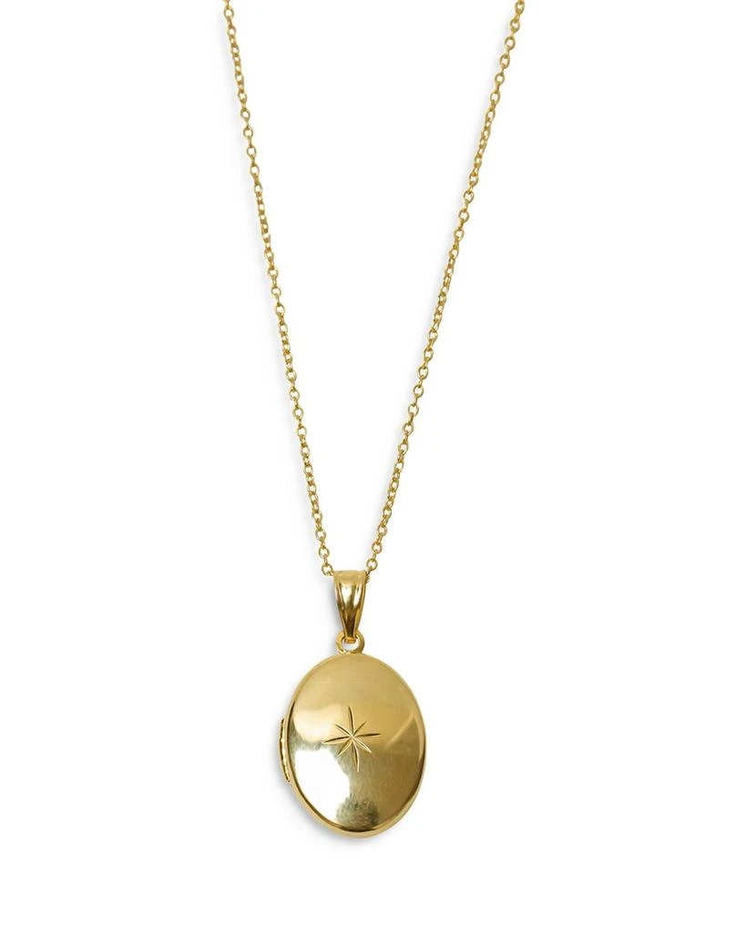 商品Argento Vivo|Star Etched Oval Locket Pendant Necklace in 18K Gold Plated Sterling Silver, 16"-18",价格¥590,第1张图片