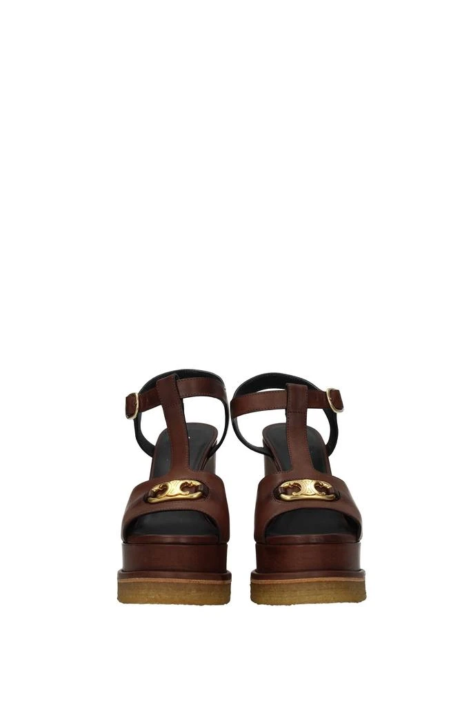 商品Celine|Wedges manon Leather Brown,价格¥2963,第3张图片详细描述